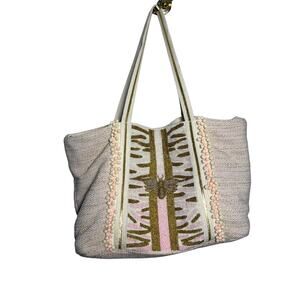 America & Beyond ‘Pretty Pink Bee’ Beaded Embellished Tote Bag